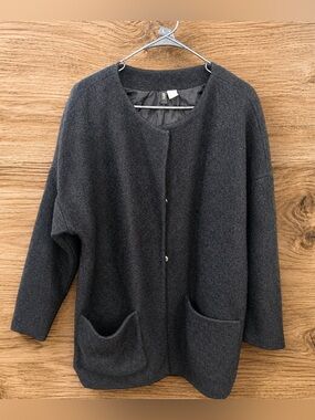 Divided by H&M Black Textured Jacket Coat Women’s Size 14